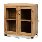 Load image into Gallery viewer, Baxton Studio Zentra Modern And Contemporary Oak Brown Finished Wood 2-Door Storage Cabinet With Glass Doors
