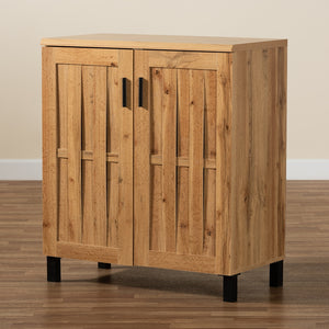 Baxton Studio Excel Modern And Contemporary Oak Brown Finished Wood 2-Door Storage Cabinet