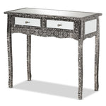 Load image into Gallery viewer, Baxton Studio Wycliff Industrial Glam And Luxe Silver Finished Metal And Mirrored Glass 2-Drawer Console Table
