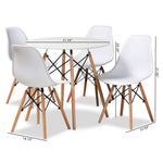 Load image into Gallery viewer, Baxton Studio Jaspen Modern And Contemporary White Finished Polypropylene Plastic And Oak Brown Finished Wood 5-Piece Dining Set
