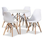 Load image into Gallery viewer, Baxton Studio Jaspen Modern And Contemporary White Finished Polypropylene Plastic And Oak Brown Finished Wood 5-Piece Dining Set
