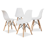 Load image into Gallery viewer, Baxton Studio Jaspen Modern And Contemporary White Finished Polypropylene Plastic And Oak Brown Finished Wood 4-Piece Dining Chair Set
