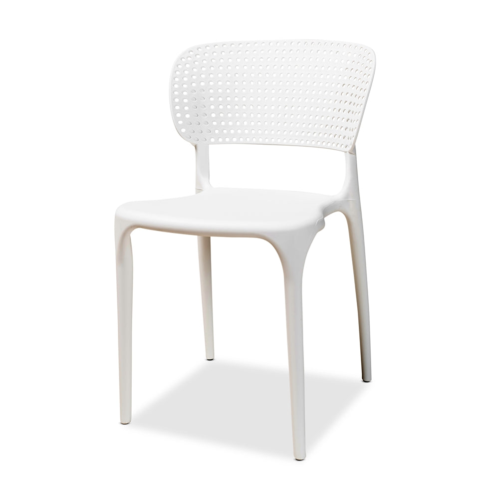 Baxton Studio Rae Modern And Contemporary White Finished Polypropylene Plastic 4-Piece Stackable Dining Chair Set