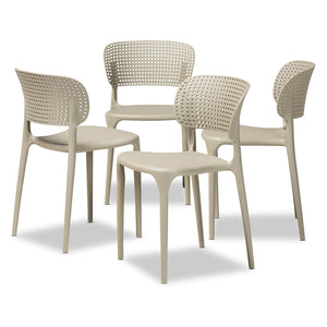 Baxton Studio Rae Modern And Contemporary Beige Finished Polypropylene Plastic 4-Piece Stackable Dining Chair Set