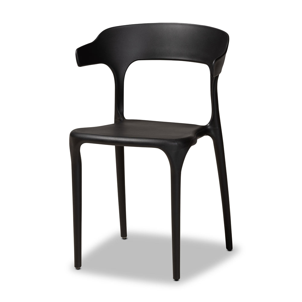 Baxton Studio Gould Modern Transtional Black Plastic 4-Piece Dining Chair Set