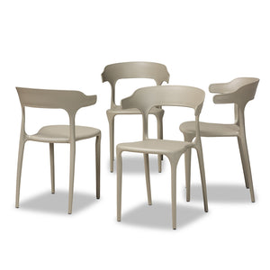 Baxton Studio Gould Modern Transtional Beige Plastic 4-Piece Dining Chair Set