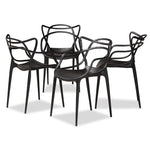 Load image into Gallery viewer, Baxton Studio Landry Modern And Contemporary Black Finished Polypropylene Plastic 4-Piece Stackable Dining Chair Set
