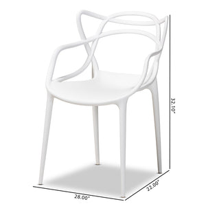 Baxton Studio Landry Modern And Contemporary White Finished Polypropylene Plastic 4-Piece Stackable Dining Chair Set