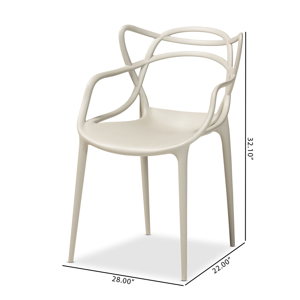 Baxton Studio Landry Modern And Contemporary Beige Finished Polypropylene Plastic 4-Piece Stackable Dining Chair Set