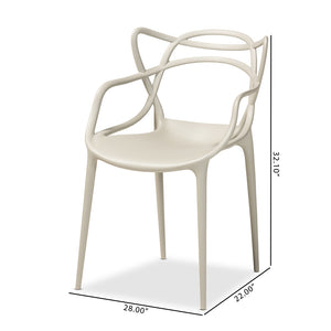 Baxton Studio Landry Modern And Contemporary Beige Finished Polypropylene Plastic 4-Piece Stackable Dining Chair Set