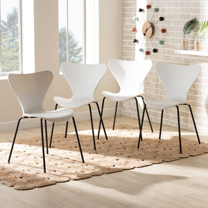 Baxton Studio Jaden Modern And Contemporary White Plastic And Black Metal 4-Piece Dining Chair Set