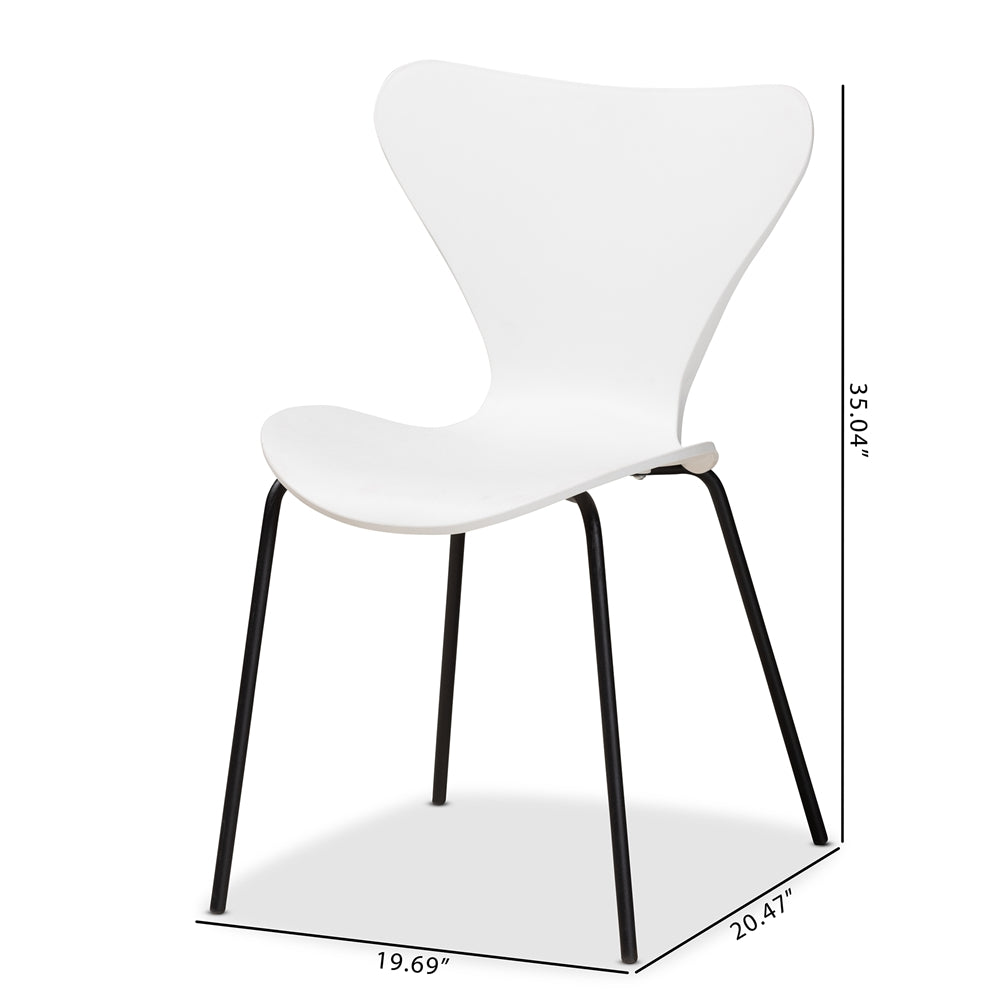 Baxton Studio Jaden Modern And Contemporary White Plastic And Black Metal 4-Piece Dining Chair Set