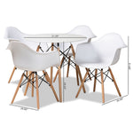 Load image into Gallery viewer, Baxton Studio Galen Modern And Contemporary White Finished Polypropylene Plastic And Oak Brown Finished Wood 5-Piece Dining Set
