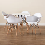 Load image into Gallery viewer, Baxton Studio Galen Modern And Contemporary White Finished Polypropylene Plastic And Oak Brown Finished Wood 5-Piece Dining Set
