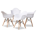 Load image into Gallery viewer, Baxton Studio Galen Modern And Contemporary White Finished Polypropylene Plastic And Oak Brown Finished Wood 4-Piece Dining Chair Set
