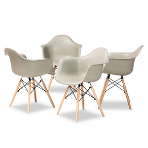 Baxton Studio Galen Modern and Contemporary Finished Polypropylene Plastic and Finished Wood 4-Piece Dining Chair Set