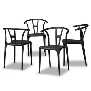 Baxton Studio Warner Modern And Contemporary Black Plastic 4-Piece Dining Chair Set