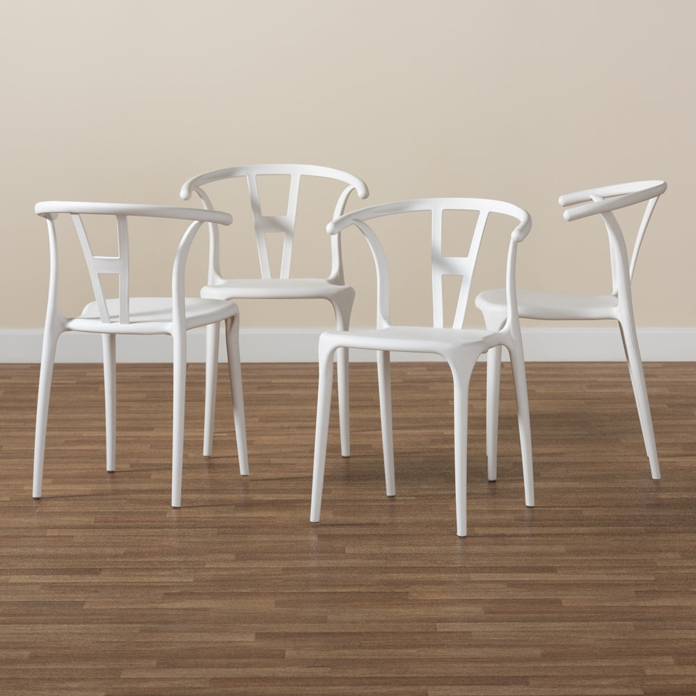 Baxton Studio Warner Modern And Contemporary White Plastic 4-Piece Dining Chair Set