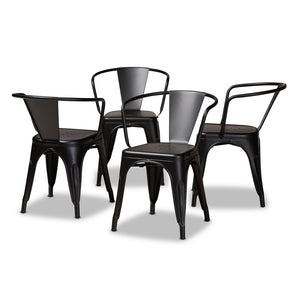 Baxton Studio Ryland Modern Industrial Black Finished Metal 4-Piece Dining Chair Set