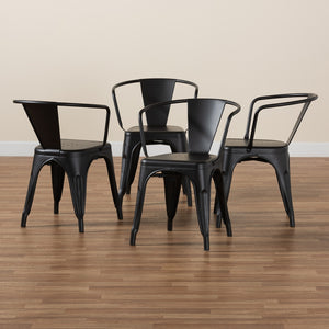 Baxton Studio Ryland Modern Industrial Black Finished Metal 4-Piece Dining Chair Set