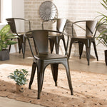 Load image into Gallery viewer, Baxton Studio Ryland Modern Industrial Brown Finished Metal 4-Piece Dining Chair Set
