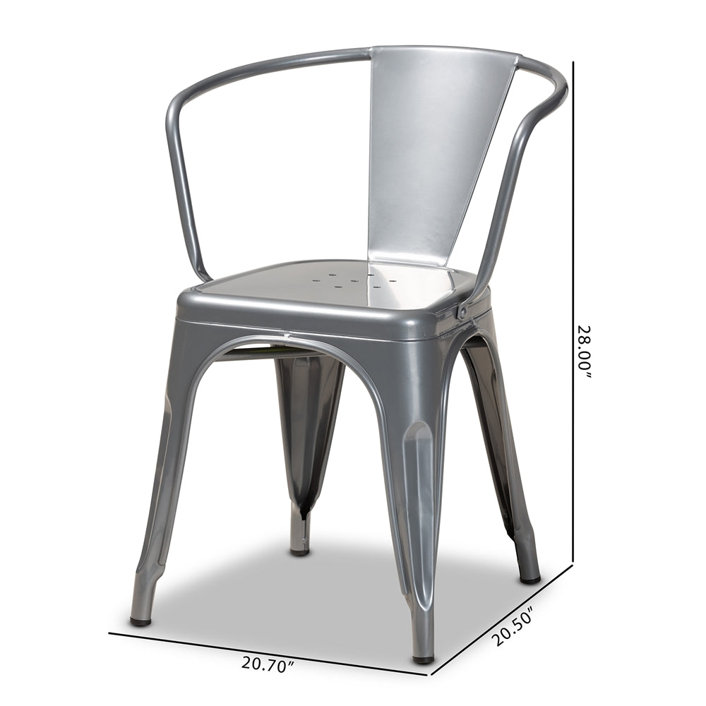 Baxton Studio Ryland Modern Industrial Grey Finished Metal 4-Piece Dining Chair Set