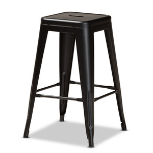 Baxton Studio Horton Modern and Contemporary Industrial Finished Metal 4-Piece Stackable Counter Stool Set