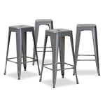 Load image into Gallery viewer, Baxton Studio Horton Modern And Contemporary Industrial Grey Finished Metal 4-Piece Stackable Bar Stool Set
