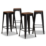 Load image into Gallery viewer, Baxton Studio Horton Modern and Contemporary Metal and Finished Wood 4-Piece Bar Stool Set
