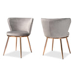 Load image into Gallery viewer, Baxton Studio Farah Modern Luxe And Glam Grey Velvet Fabric Upholstered And Rose Gold Finished Metal 2-Piece Dining Chair Set
