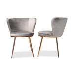 Load image into Gallery viewer, Baxton Studio Farah Modern Luxe And Glam Grey Velvet Fabric Upholstered And Rose Gold Finished Metal 2-Piece Dining Chair Set
