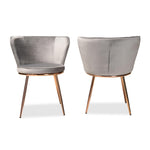 Load image into Gallery viewer, Baxton Studio Farah Modern Luxe And Glam Grey Velvet Fabric Upholstered And Rose Gold Finished Metal 2-Piece Dining Chair Set
