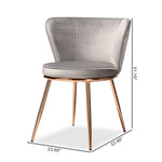 Load image into Gallery viewer, Baxton Studio Farah Modern Luxe And Glam Grey Velvet Fabric Upholstered And Rose Gold Finished Metal 2-Piece Dining Chair Set
