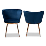 Load image into Gallery viewer, Baxton Studio Farah Modern Luxe And Glam Navy Blue Velvet Fabric Upholstered And Rose Gold Finished Metal 2-Piece Dining Chair Set
