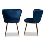 Load image into Gallery viewer, Baxton Studio Farah Modern Luxe And Glam Navy Blue Velvet Fabric Upholstered And Rose Gold Finished Metal 2-Piece Dining Chair Set
