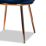 Load image into Gallery viewer, Baxton Studio Farah Modern Luxe And Glam Navy Blue Velvet Fabric Upholstered And Rose Gold Finished Metal 2-Piece Dining Chair Set
