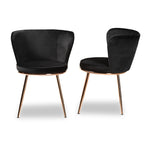 Load image into Gallery viewer, Baxton Studio Farah Modern Luxe And Glam Black Velvet Fabric Upholstered And Rose Gold Finished Metal 2-Piece Dining Chair Set
