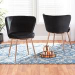 Load image into Gallery viewer, Baxton Studio Farah Modern Luxe And Glam Black Velvet Fabric Upholstered And Rose Gold Finished Metal 2-Piece Dining Chair Set
