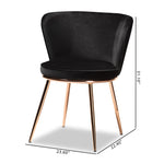 Load image into Gallery viewer, Baxton Studio Farah Modern Luxe And Glam Black Velvet Fabric Upholstered And Rose Gold Finished Metal 2-Piece Dining Chair Set
