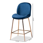 Load image into Gallery viewer, Baxton Studio Lander Modern Luxe And Glam Navy Blue Velvet Fabric Upholstered And Rose Gold Finished Metal 2-Piece Counter Stool Set
