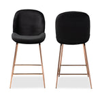 Load image into Gallery viewer, Baxton Studio Lander Modern Luxe and Glam Velvet Fabric Upholstered and Finished Metal 2-Piece Counter Stool Set
