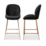 Load image into Gallery viewer, Baxton Studio Lander Modern Luxe And Glam Black Velvet Fabric Upholstered And Rose Gold Finished Metal 2-Piece Counter Stool Set
