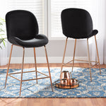 Load image into Gallery viewer, Baxton Studio Lander Modern Luxe And Glam Black Velvet Fabric Upholstered And Rose Gold Finished Metal 2-Piece Counter Stool Set
