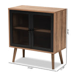 Load image into Gallery viewer, Baxton Studio Yuna Mid-Century Modern Transitional Natural Brown Finished Wood And Black Metal 2-Door Storage Cabinet
