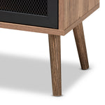 Load image into Gallery viewer, Baxton Studio Yuna Mid-Century Modern Transitional Natural Brown Finished Wood And Black Metal 2-Door Storage Cabinet
