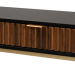 Load image into Gallery viewer, Baxton Studio Uriel Mid-Century Modern Transitional Two-Tone Natural Brown And Black Finished Wood And Brushed Gold Metal 1-Drawer Console Table
