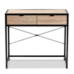 Load image into Gallery viewer, Baxton Studio Grayer Modern Industrial Natural Brown Finished Wood And Black Metal 2-Drawer Desk
