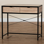 Load image into Gallery viewer, Baxton Studio Grayer Modern Industrial Natural Brown Finished Wood And Black Metal 2-Drawer Desk
