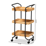 Load image into Gallery viewer, Baxton Studio Baxter Modern And Contemporary Oak Brown Finished Wood And Black Metal 3-Tier Mobile Kitchen Cart
