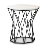 Load image into Gallery viewer, Baxton Studio Venedict Modern And Contemporary Black Metal End Table With Marble Tabletop
